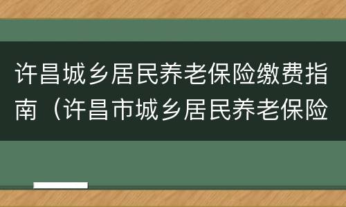 许昌城乡居民养老保险缴费指南（许昌市城乡居民养老保险网上缴费流程）