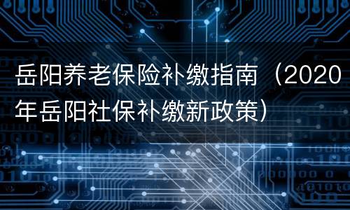 岳阳养老保险补缴指南（2020年岳阳社保补缴新政策）