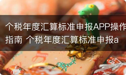 个税年度汇算标准申报APP操作指南 个税年度汇算标准申报app操作指南下载