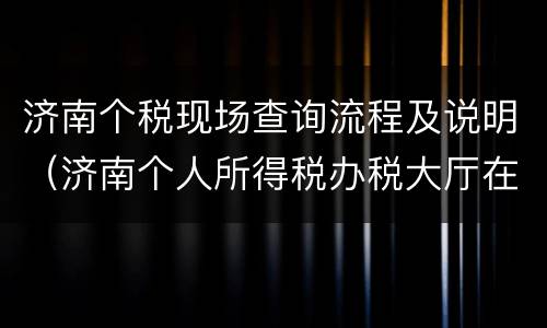 济南个税现场查询流程及说明（济南个人所得税办税大厅在哪里）