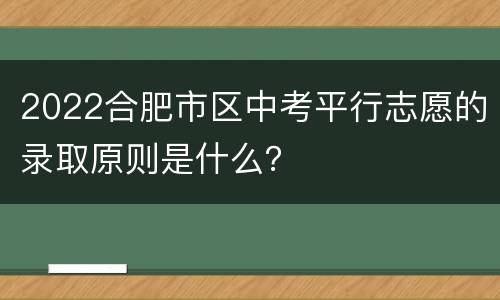2022合肥市区中考平行志愿的录取原则是什么？