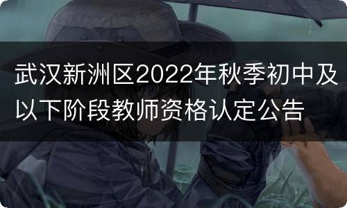武汉新洲区2022年秋季初中及以下阶段教师资格认定公告