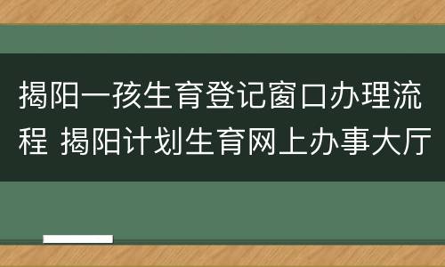 揭阳一孩生育登记窗口办理流程 揭阳计划生育网上办事大厅
