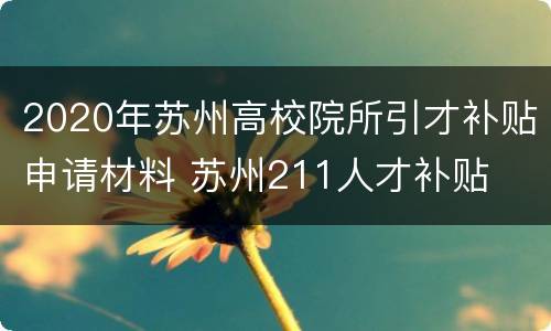 2020年苏州高校院所引才补贴申请材料 苏州211人才补贴