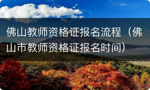 佛山教师资格证报名流程（佛山市教师资格证报名时间）