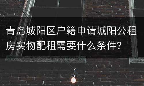 青岛城阳区户籍申请城阳公租房实物配租需要什么条件？