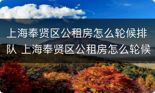 上海奉贤区公租房怎么轮候排队 上海奉贤区公租房怎么轮候排队申请