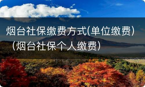 烟台社保缴费方式(单位缴费)（烟台社保个人缴费）