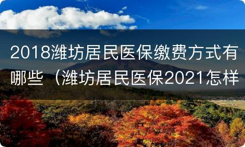 2018潍坊居民医保缴费方式有哪些（潍坊居民医保2021怎样缴费）