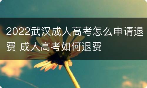 2022武汉成人高考怎么申请退费 成人高考如何退费
