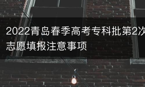 2022青岛春季高考专科批第2次志愿填报注意事项
