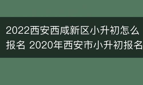 2022西安西咸新区小升初怎么报名 2020年西安市小升初报名流程