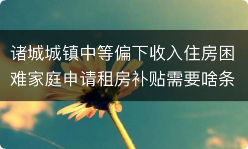 诸城城镇中等偏下收入住房困难家庭申请租房补贴需要啥条件？
