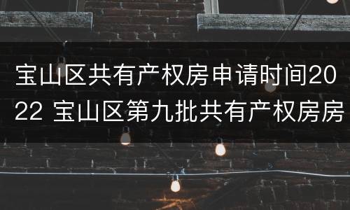 宝山区共有产权房申请时间2022 宝山区第九批共有产权房房源