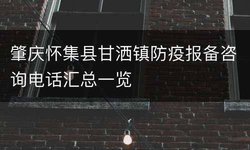 肇庆怀集县甘洒镇防疫报备咨询电话汇总一览