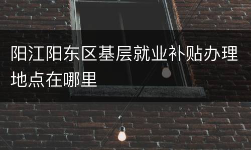 阳江阳东区基层就业补贴办理地点在哪里