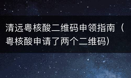 清远粤核酸二维码申领指南（粤核酸申请了两个二维码）