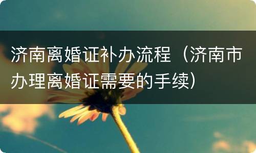 济南离婚证补办流程（济南市办理离婚证需要的手续）