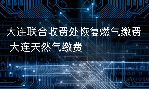 大连联合收费处恢复燃气缴费 大连天然气缴费