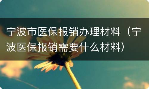 宁波市医保报销办理材料（宁波医保报销需要什么材料）