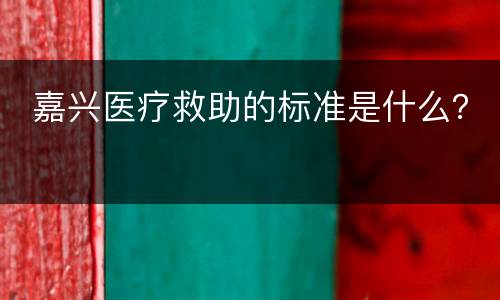  嘉兴医疗救助的标准是什么？