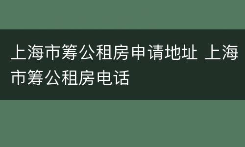 上海市筹公租房申请地址 上海市筹公租房电话