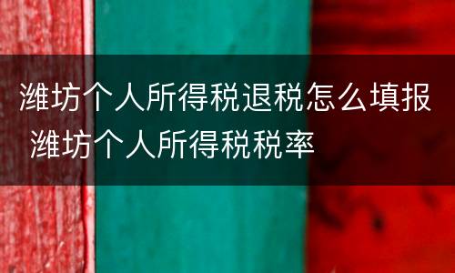 潍坊个人所得税退税怎么填报 潍坊个人所得税税率