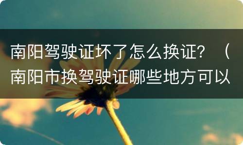 南阳驾驶证坏了怎么换证？（南阳市换驾驶证哪些地方可以换）