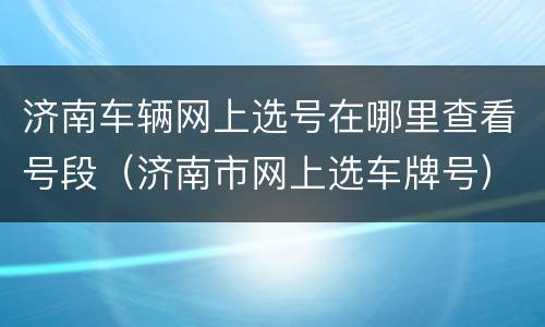 济南车辆网上选号在哪里查看号段（济南市网上选车牌号）