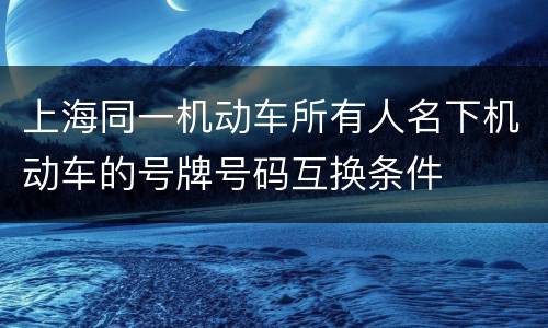 上海同一机动车所有人名下机动车的号牌号码互换条件
