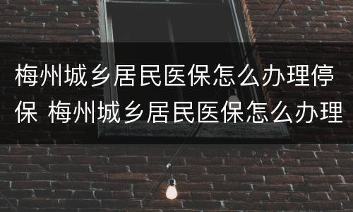 梅州城乡居民医保怎么办理停保 梅州城乡居民医保怎么办理停保业务
