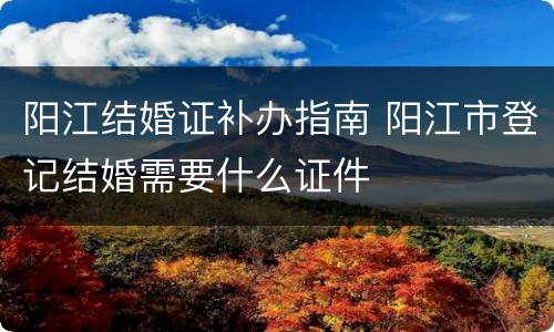 阳江结婚证补办指南 阳江市登记结婚需要什么证件