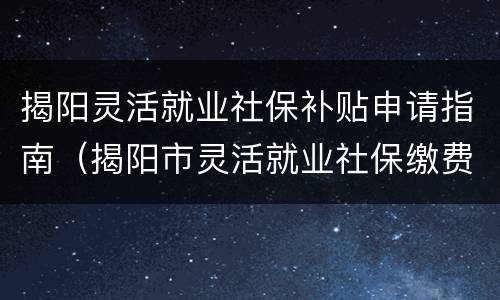 揭阳灵活就业社保补贴申请指南（揭阳市灵活就业社保缴费标准）