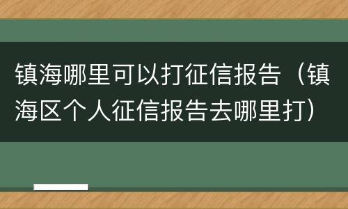 镇海哪里可以打征信报告（镇海区个人征信报告去哪里打）
