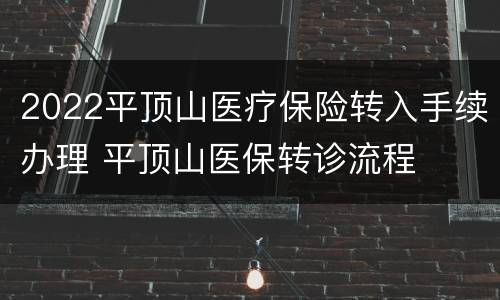 2022平顶山医疗保险转入手续办理 平顶山医保转诊流程