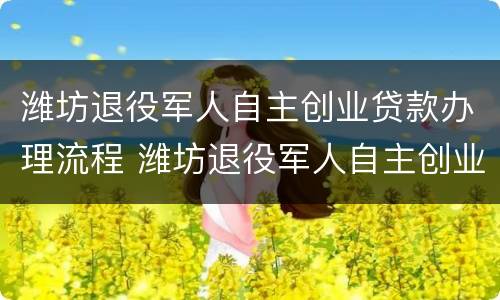 潍坊退役军人自主创业贷款办理流程 潍坊退役军人自主创业贷款办理流程图