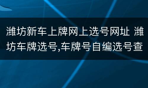 潍坊新车上牌网上选号网址 潍坊车牌选号,车牌号自编选号查询,潍坊车牌靓号代选