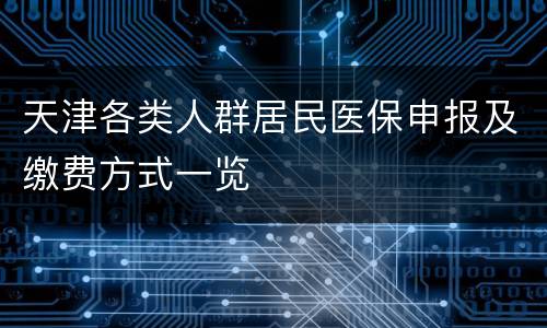 天津各类人群居民医保申报及缴费方式一览