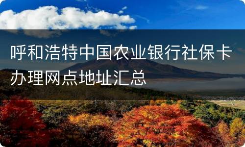 呼和浩特中国农业银行社保卡办理网点地址汇总