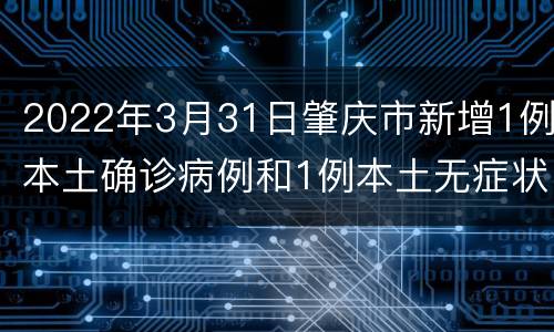 2022年3月31日肇庆市新增1例本土确诊病例和1例本土无症状感染者