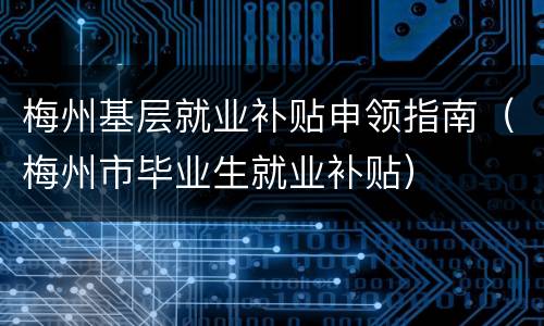 梅州基层就业补贴申领指南（梅州市毕业生就业补贴）