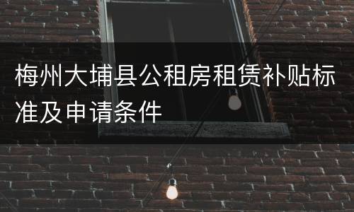 梅州大埔县公租房租赁补贴标准及申请条件