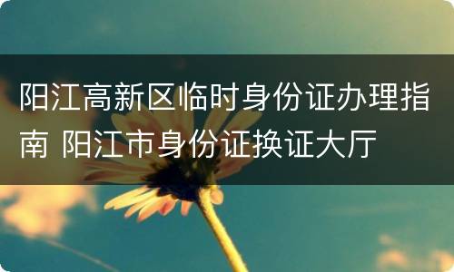阳江高新区临时身份证办理指南 阳江市身份证换证大厅