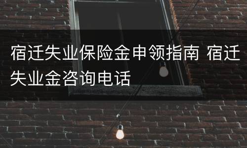 宿迁失业保险金申领指南 宿迁失业金咨询电话