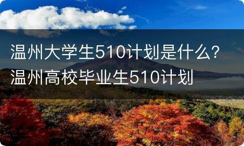 温州大学生510计划是什么？ 温州高校毕业生510计划