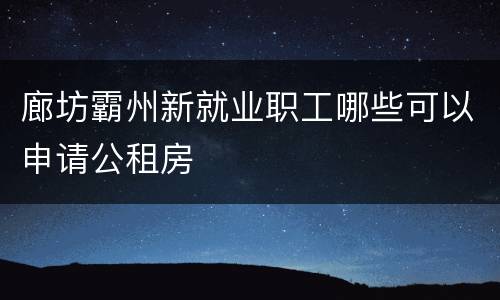 廊坊霸州新就业职工哪些可以申请公租房