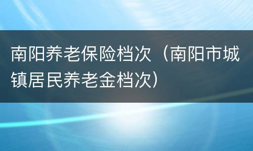 南阳养老保险档次（南阳市城镇居民养老金档次）