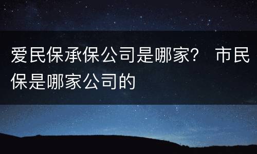 爱民保承保公司是哪家？ 市民保是哪家公司的