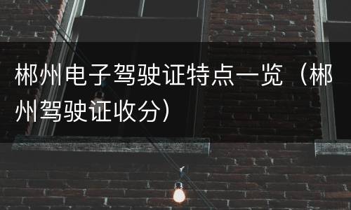 郴州电子驾驶证特点一览（郴州驾驶证收分）