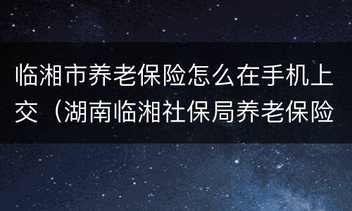 临湘市养老保险怎么在手机上交（湖南临湘社保局养老保险）